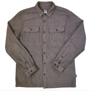 PATAGONIA Men's black gray organic cotton button-up long sleeve casual shirt M